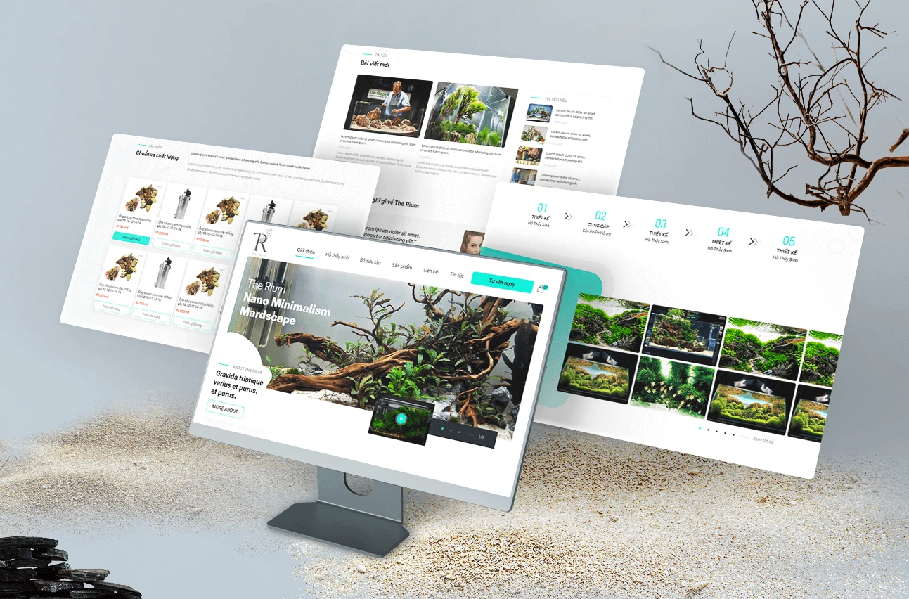 AQUASCAPE WEBSITE WITH UNIQUE ASYMMETRIC LAYOUT TREND